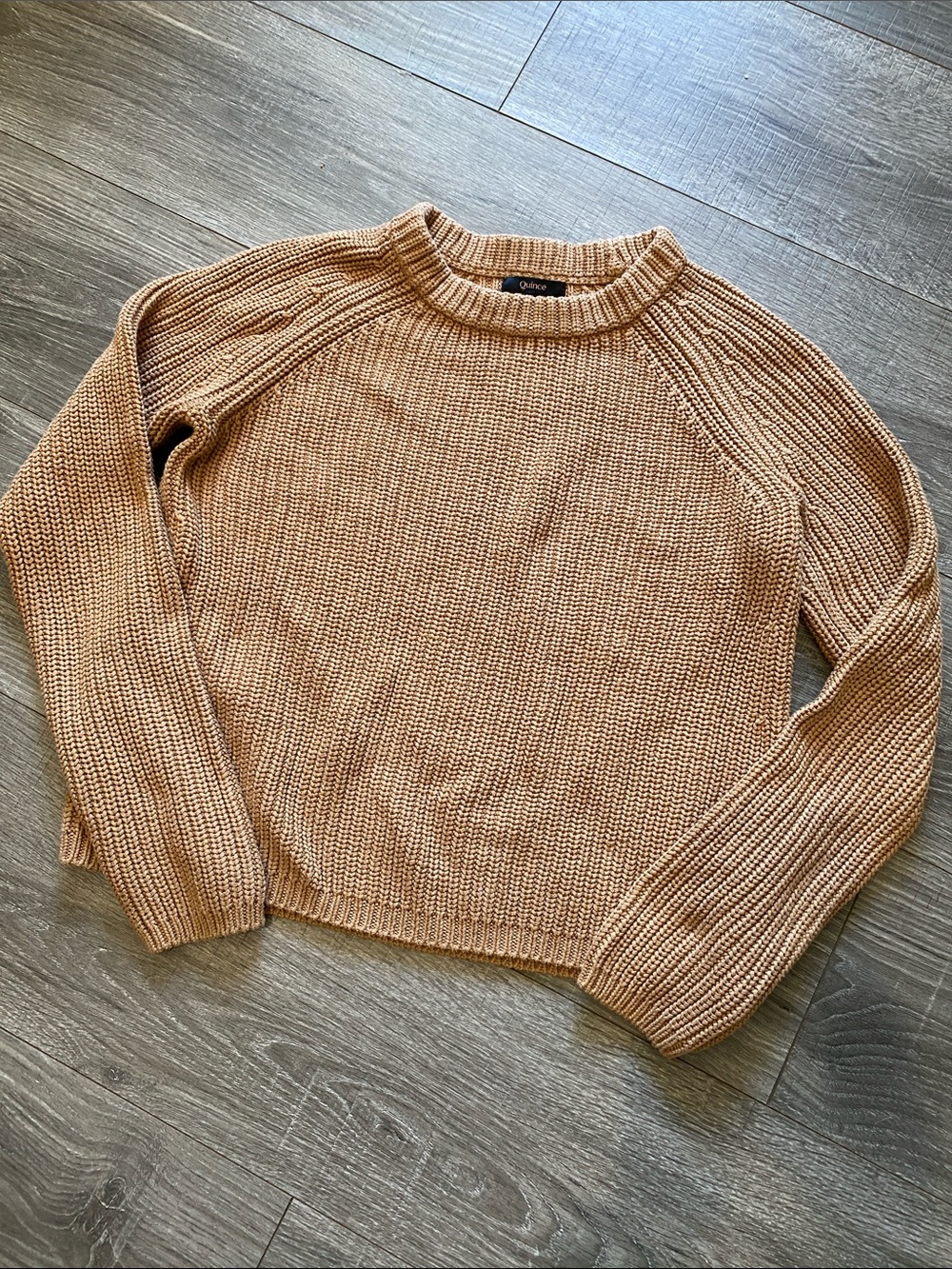 Quince Knit Crewneck Cotton Sweater - Camel Tan